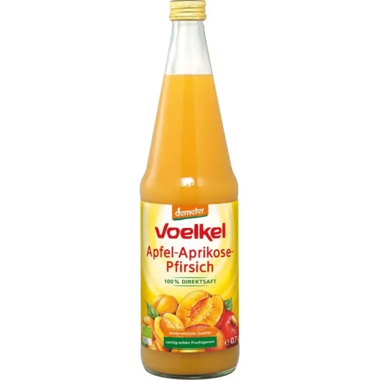 Suc bio de mere, caise si piersici, 700ml Voelkel