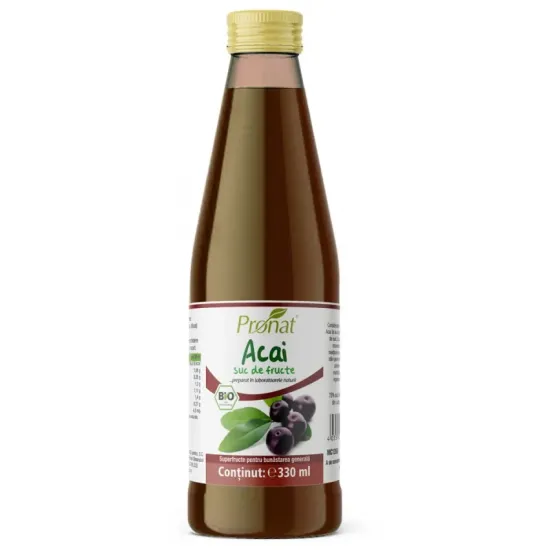 Suc de acai 100%, bio, 330ml Medicura