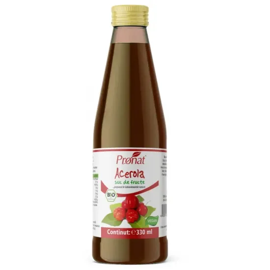 Suc de acerola 100%, bio, 330ml Medicura