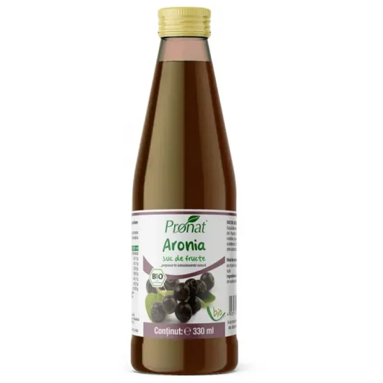 Suc de aronia 100%, bio, 330ml Medicura