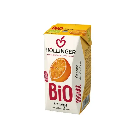 Suc de portocale bio, cu pai 200ml Hollinger