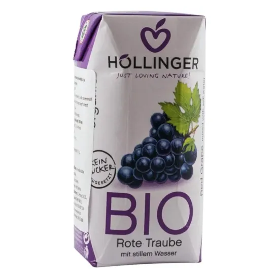 Suc de struguri rosii bio cu pai Hollinger, 200ml Hollinger