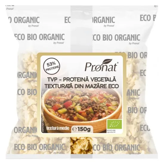 TVP Proteina vegetala texturata din mazare bio, textura medie, 150g Pronat