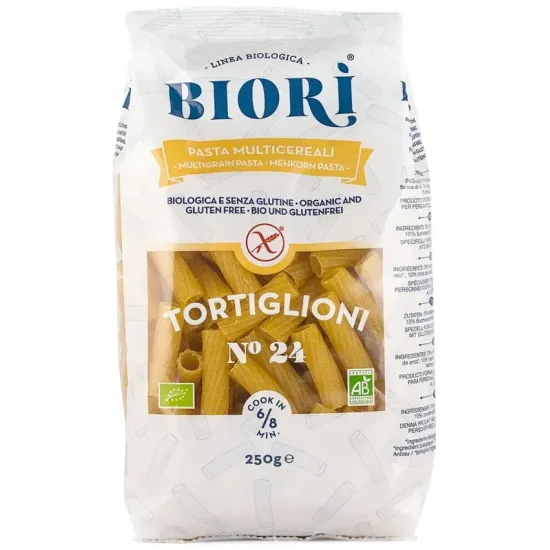 Tortiglioni bio din faina multicereale, 250g Biori