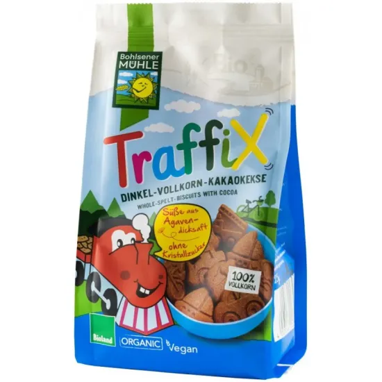 Traffix Biscuiti bio din grau spelta si cacao indulciti cu agave 125g Bohlsener Muhle