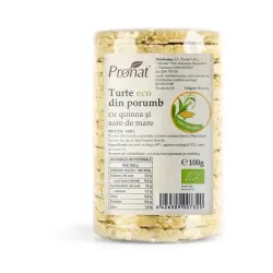 Turte bio din porumb cu quinoa si sare de mare, 100g Pronat Turte bio din porumb cu quinoa si sare de mare, 100g Pronat