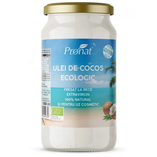 Ulei de cocos extravirgin bio presat la rece 1000ml Pronat