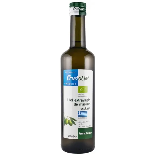 Ulei de masline bio extravirgin presat la rece, origine Grecia, 500ml Crudolio