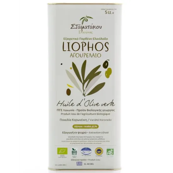 Ulei de masline extravirgin Liophos Early Harvest bio 5 litri Stamatakos