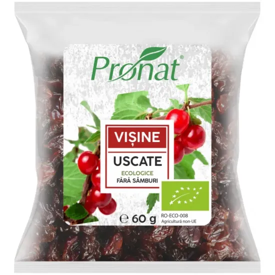 Visine bio uscate, fara samburi, 60g Pronat