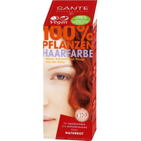 Vopsea bio pentru par, din plante, rosu natural, 100g Sante