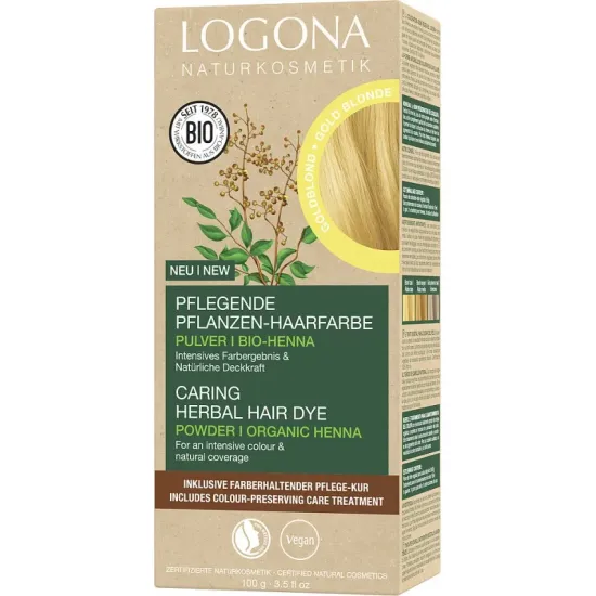 Vopsea de par bio pe baza de plante, 100g blond auriu Logona