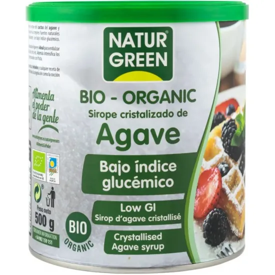 Zahar bio obtinut din cristalizarea siropului de agave, cu indice glicemic scazut, 500g Natur Green