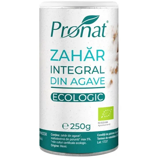 Zahar integral bio din agave, 250g Pronat