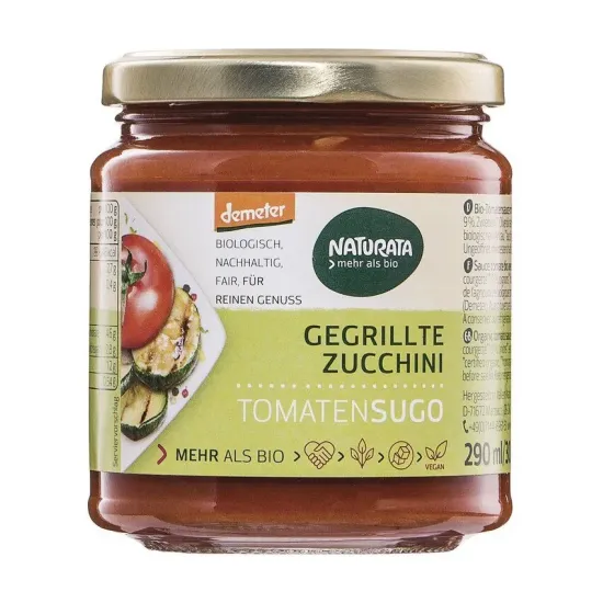 Zucchini la gratar bio si demeter in sos de rosii, 290ml / 300g Naturata