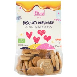 Biscuiti inimioare cu unt si miere bio 100g Obio Biscuiti inimioare cu unt si miere bio 100g Obio