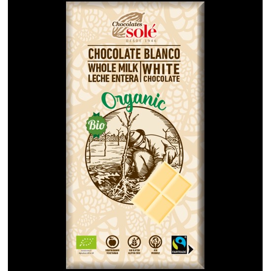 Ciocolata alba bio, 100g Chocolates Sole