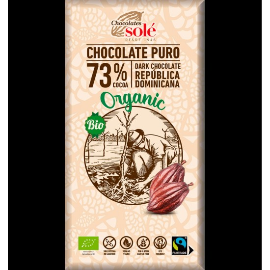 Ciocolata neagra bio 73% cacao 100g Chocolates Sole