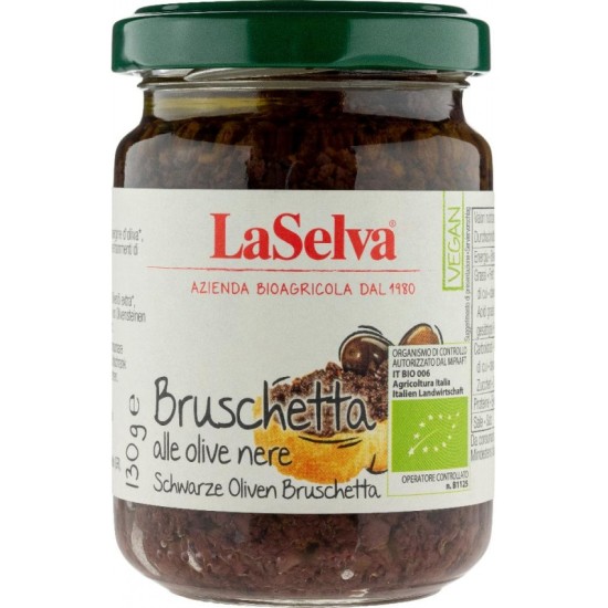 Bruschetta cu masline negre bio, 130g LaSelva